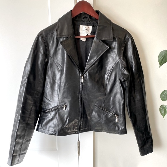 Black Genuine Leather Jacket Size L Made in Italy - Picture 1 of 3